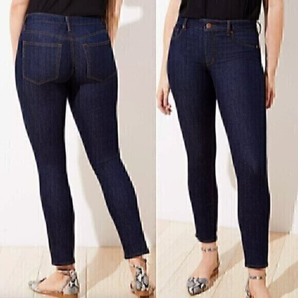 ANN TAYLOR LOFT Curvy Skinny Jeans Dark Wash Rinse Cropped Ankle 6 28 W28 CURVY - Picture 1 of 12